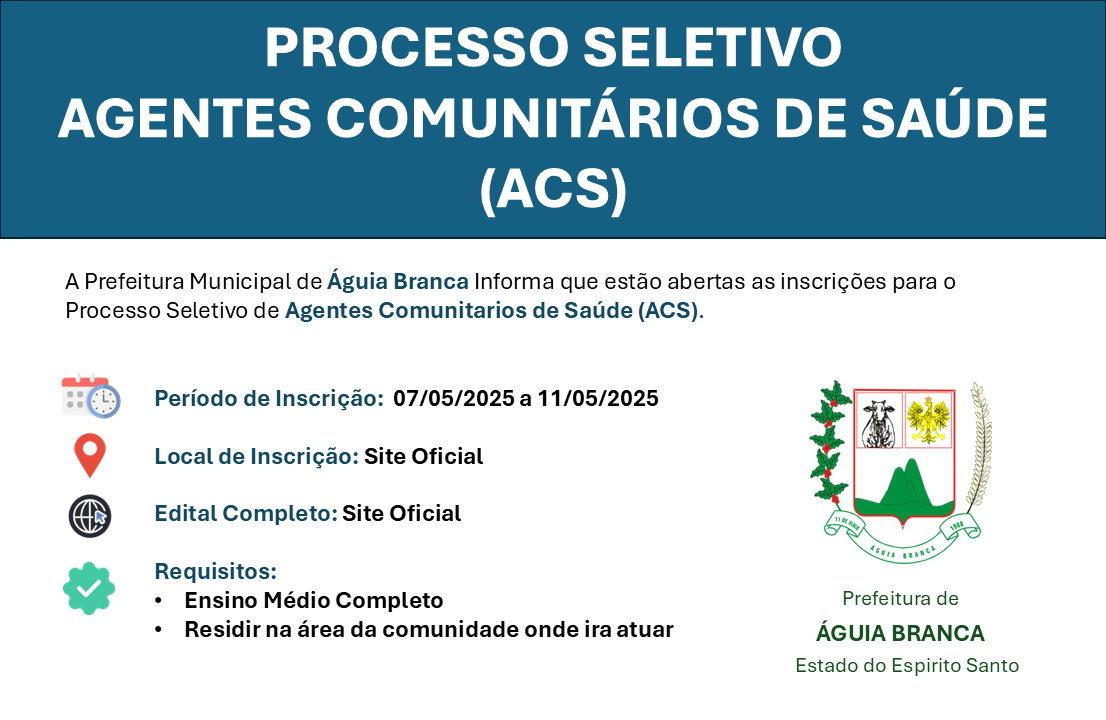 PROCESSO SELETIVO E FORMAÇÃO DE CADASTRO RESERVA PARA AGENTE COMUNITÁRIO DE SAÚDE - ACS